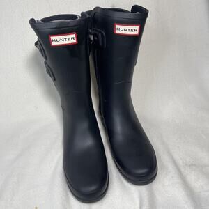 Hunter Women's Short Rain Boots - Size 7 US, 12" Tall - Blk ,Reflective Ribbon